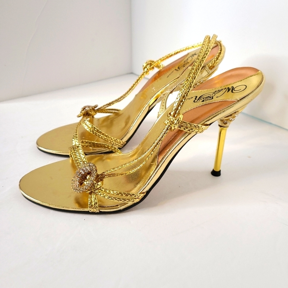 Gold Strappy Heels sz 9